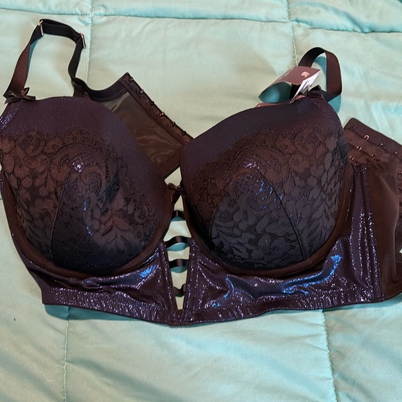 NWT Cacique Foil Shine Longline Balconette Bra, size 42 DDD - Picture 2 of 11